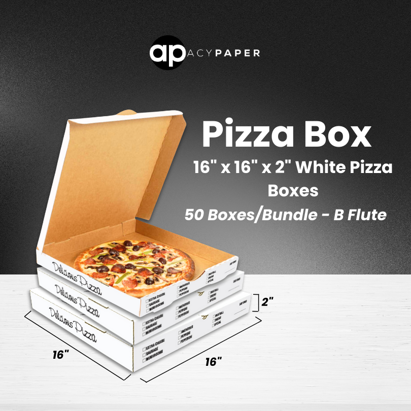 16 inch b flute white pizza box