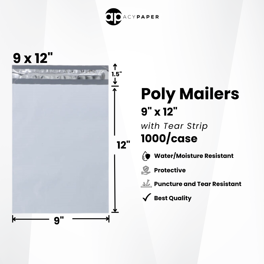 9 x 12" Poly Mailers with Tear Strip (Case of 1000)