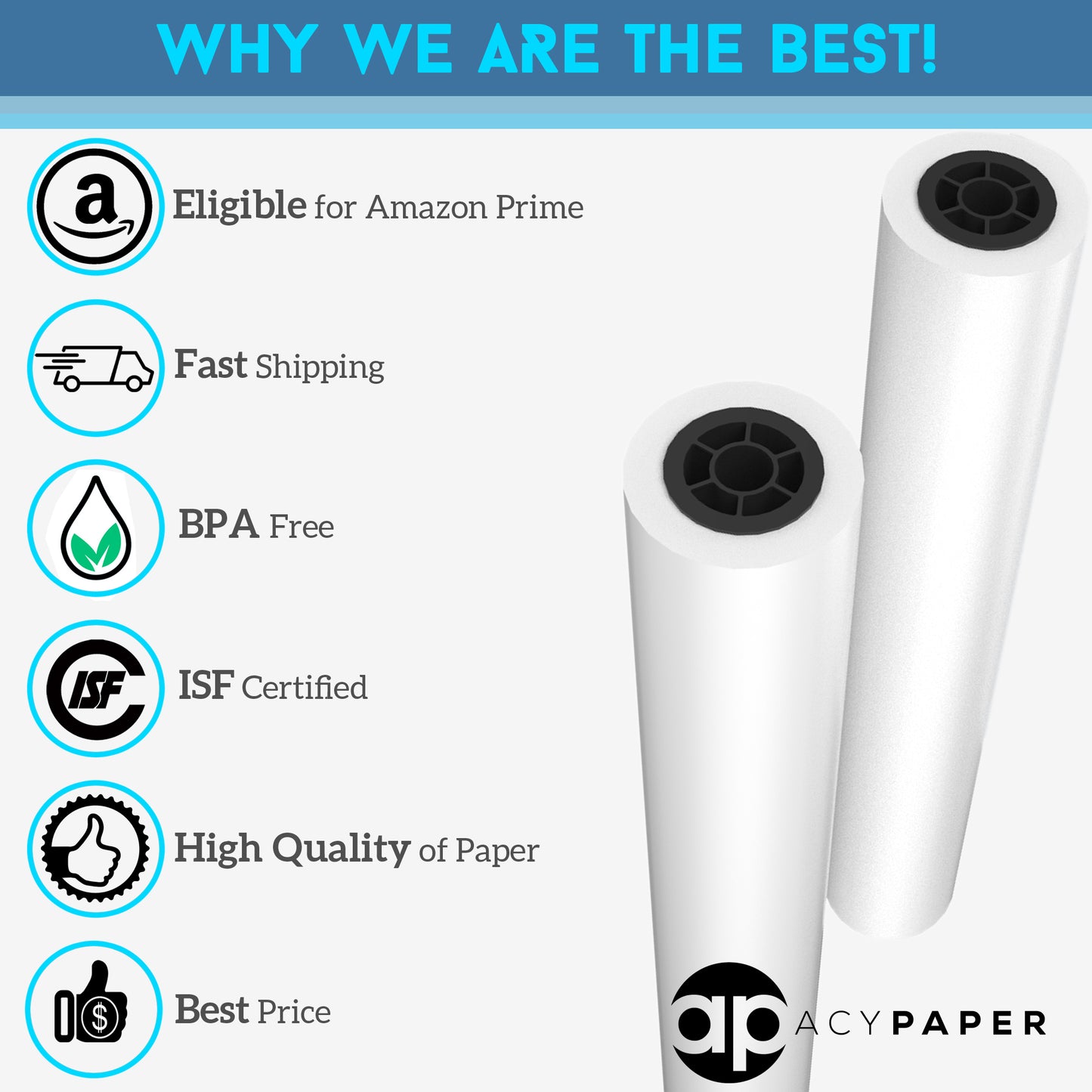 Plotter Paper 36 x 150, CAD Paper Rolls, 20 lb. Bond Paper on 2" Core for CAD Printing on Wide Format Ink Jet Printers, 4 Rolls per Box. Premium Quality